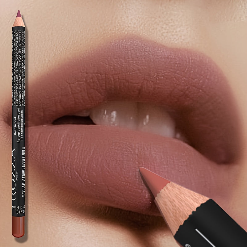 Velvet Matte Lip Liner Pencil - Waterproof, long-lasting, reddish-brown shade, smooth application, precise contour for fuller lips, makeup cosmetics for women