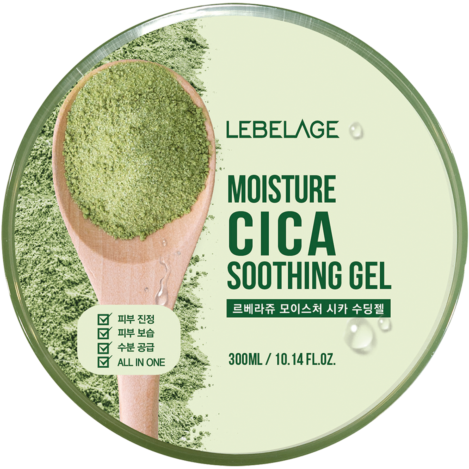 LEBELAGE Moisture Purity 100% Soothing Gel Cica 300 ml – Zklidňující gel s centellou asiatica