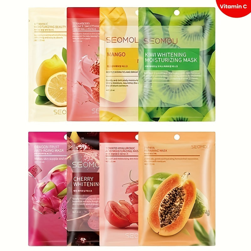 5 PCS Fruit Masks - Hydrating mask, soothing and hydrating, daily skin care, increasing skin elasticity, hydrating and refining pores, firming skin, protecting the skin barrier