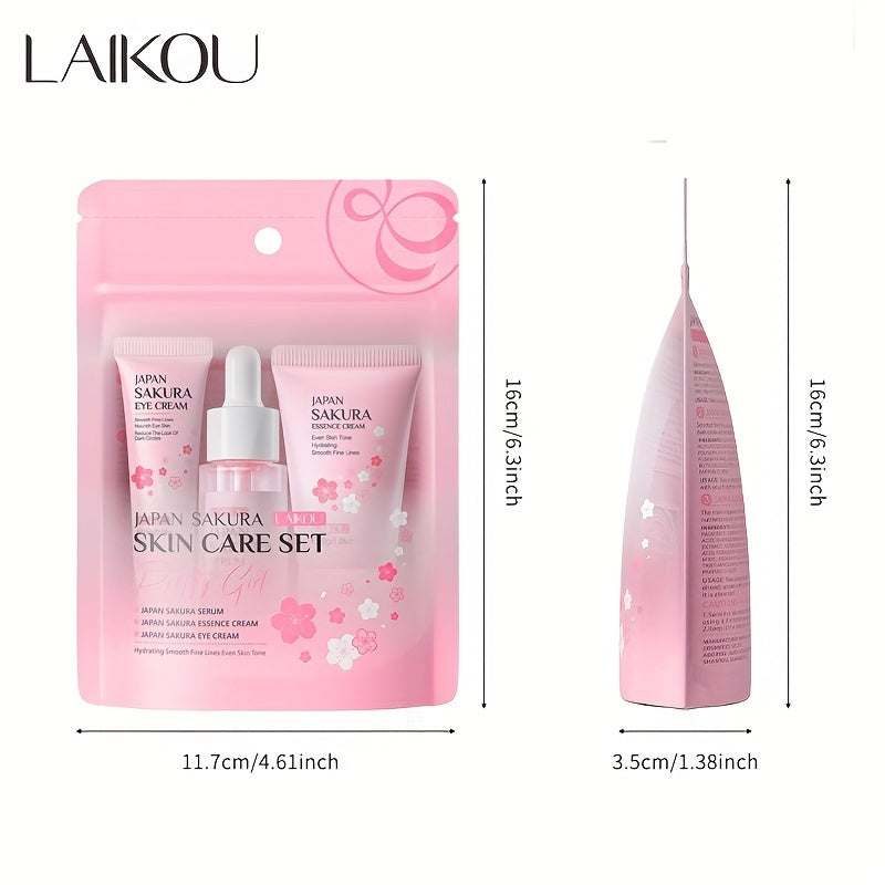 LAIKOU Japanese Cherry Blossom Set - Skincare Set: Serum, Eye Cream and Face Cream