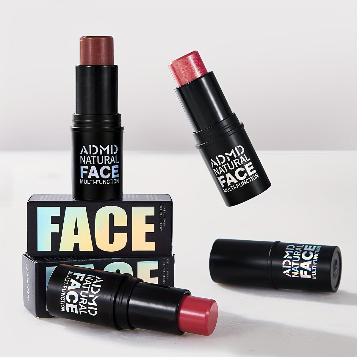 AIDM Natural Face Multifunction Stick Blush - Waterproof brightening blush for all skin tones, full coverage, natural effect, multifunctional stick for highlighting and contouring, Berry shade