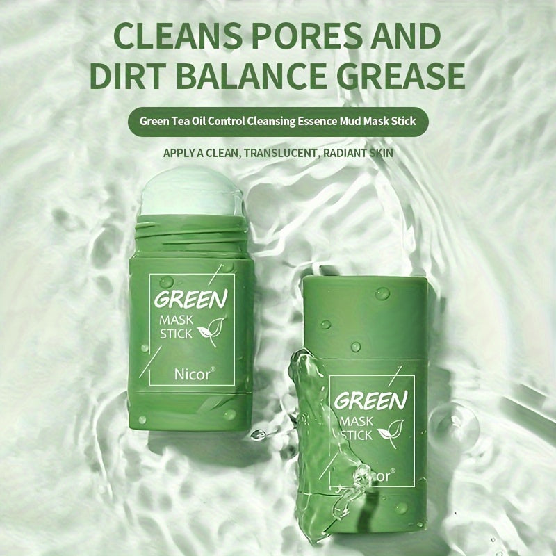 Green Tea Mask Stick with Kaolin and Vitamin E - Deeply Cleanses and Rejuvenates Skin, Restores Smooth and Tender Skin