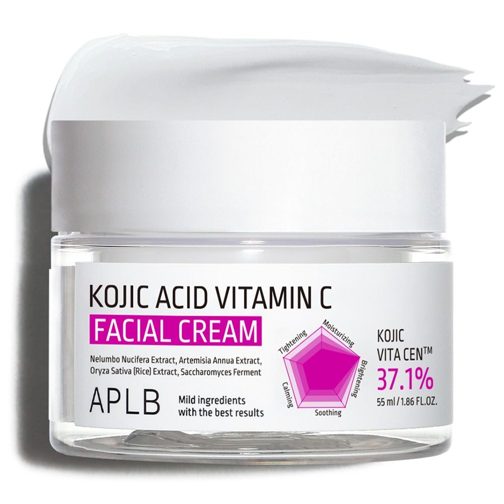 APLB Kojic Acid Vitamin C Facial Cream: pleťový krém s kyselinou kojovou a vitamínem C pro redukci pigmentových skvrn, rozjasnění a sjednocení tónu pleti. Korejská kosmetika dostupná v Praze a celé České republice.