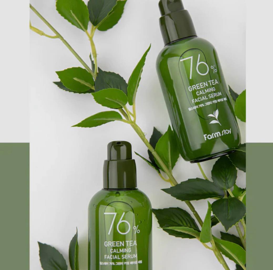 Farm Stay - 76% Green Tea Calming Facial Serum 100ml - Soothing facial serum with 76% green tea 100ml