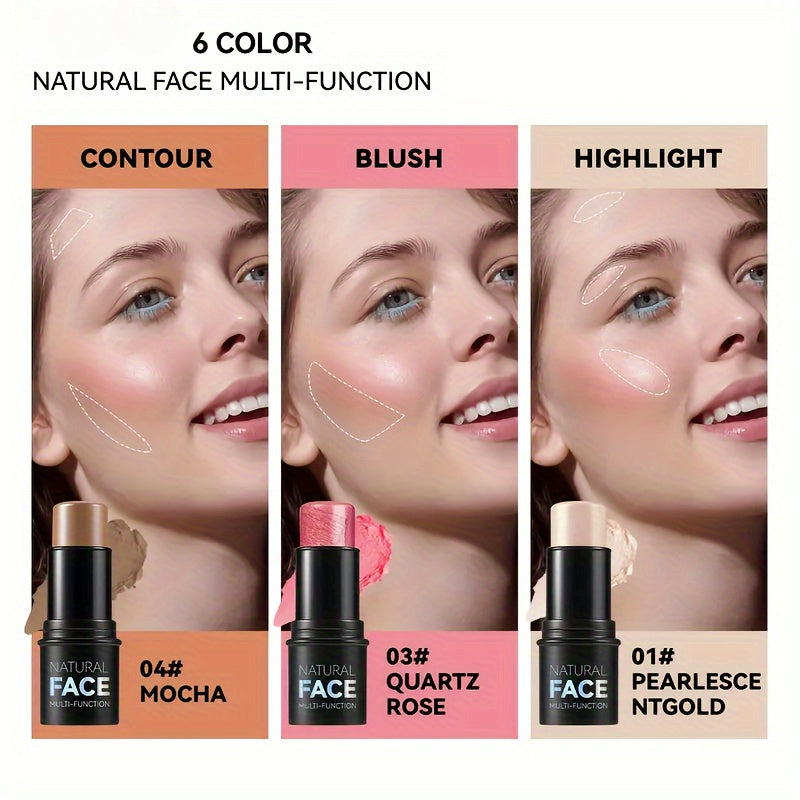 3-Piece Sculpting Makeup Set: Cream Contour Stick &amp; Highlighter, Blush - 3-piece face sculpting set: Cream contour stick, highlighter and blush -