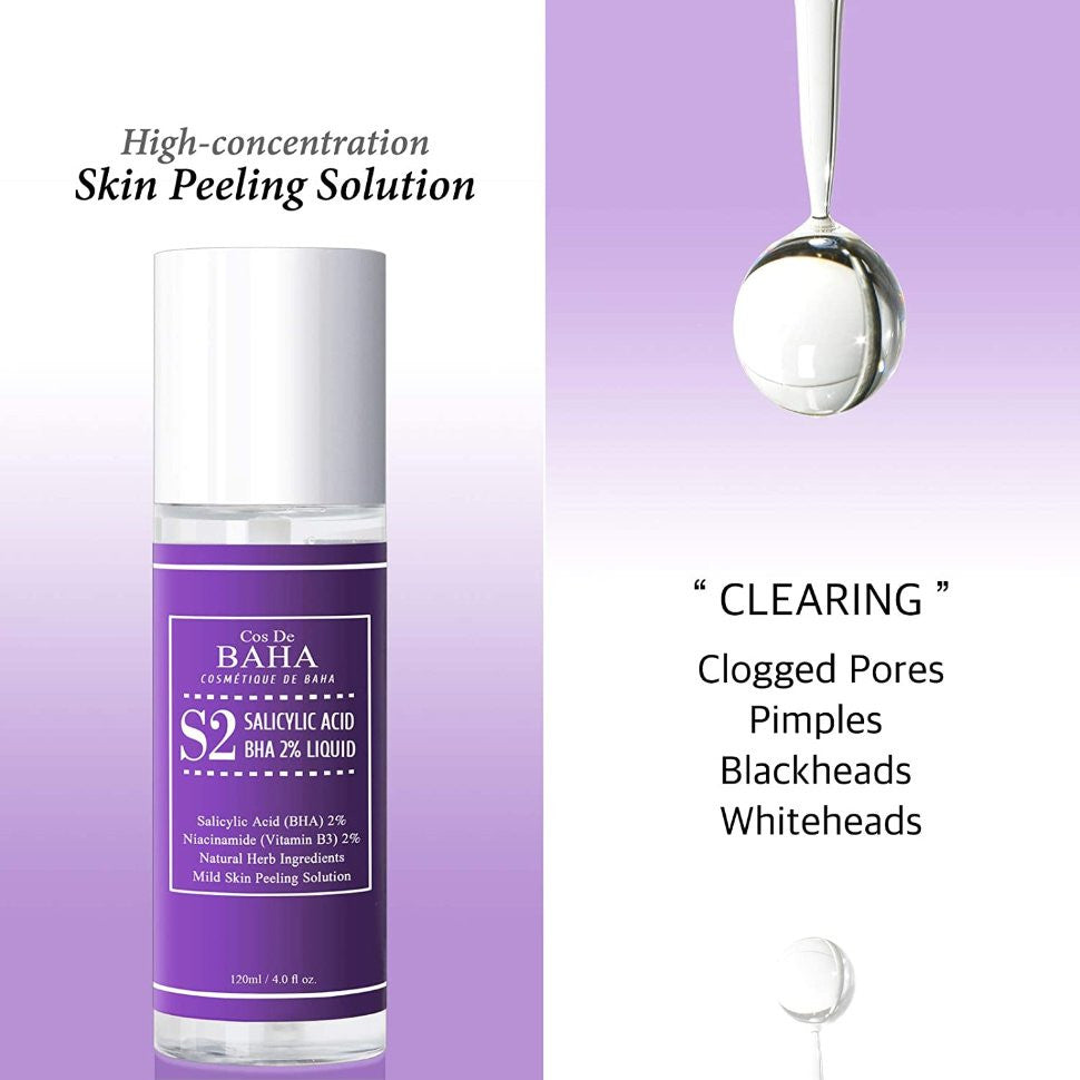 Cos De BAHA - S2 Salicylic Acid BHA 2% Liquid [120ml] - Cos De BAHA - Skin tonic S2 Salicylic Acid BHA 2% Liquid