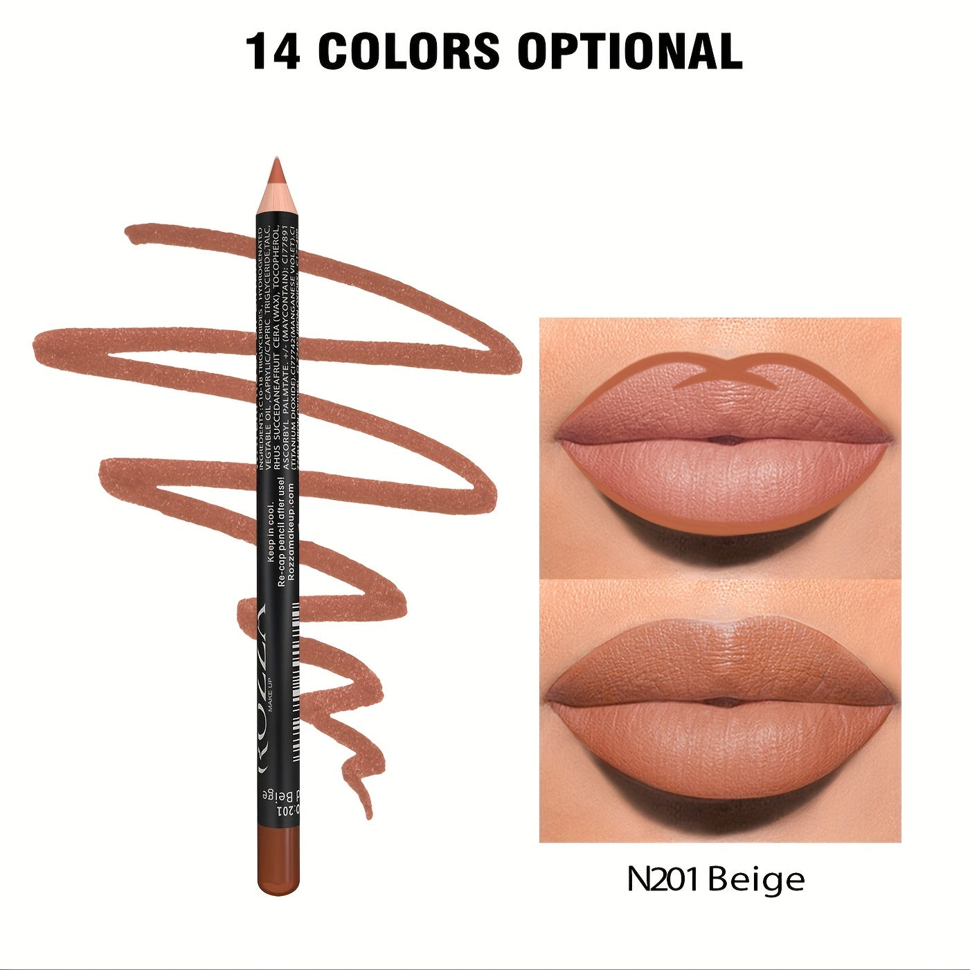 Velvet Matte Lip Liner Pencil - Waterproof, long-lasting, reddish-brown shade, smooth application, precise contour for fuller lips, makeup cosmetics for women