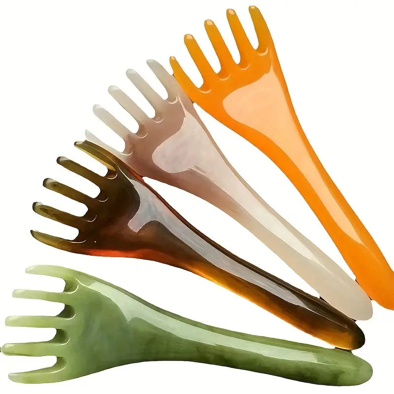 Masážní hřeben na hlavu s pěti drápy pro head spa a akupresuru. Pomáhá stimulovat krevní oběh, podporuje růst vlasů a uvolňuje napětí. Ergonomický design pro snadné použití.