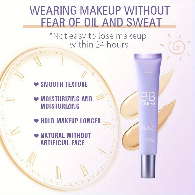 Liquid foundation with concealer - Moisturizing long-lasting makeup, light makeup with a nude effect for dry and oily skin, BB cream with plant-based squalane