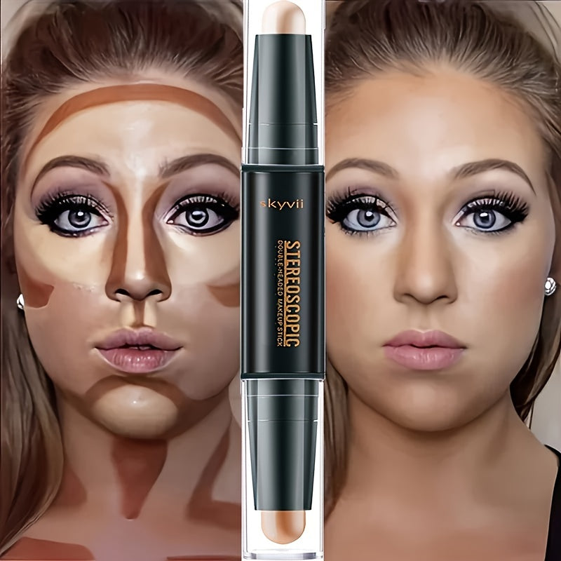 Waterproof Contour Stick for V-Shape Face and Nose Enhancement - Full Coverage Concealer, Invisible Pore Minimizer, Natural Bronze Finish - Waterproof Contour Stick