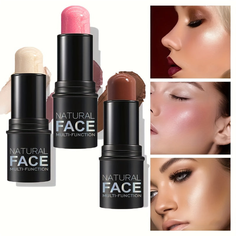 Natural Face Multi-Functional Makeup Stick - Waterproof, blush and highlighter for medium skin tones, creamy contour stick with a natural effect