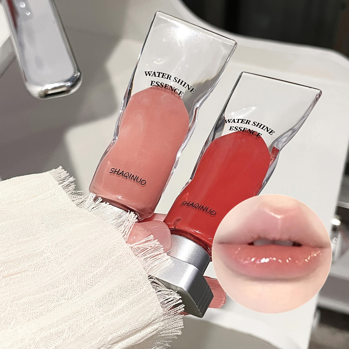 Shimmering Glass Dewy Finish Lip Gloss - Long-lasting moisturizing and nourishing lip gloss, natural makeup look