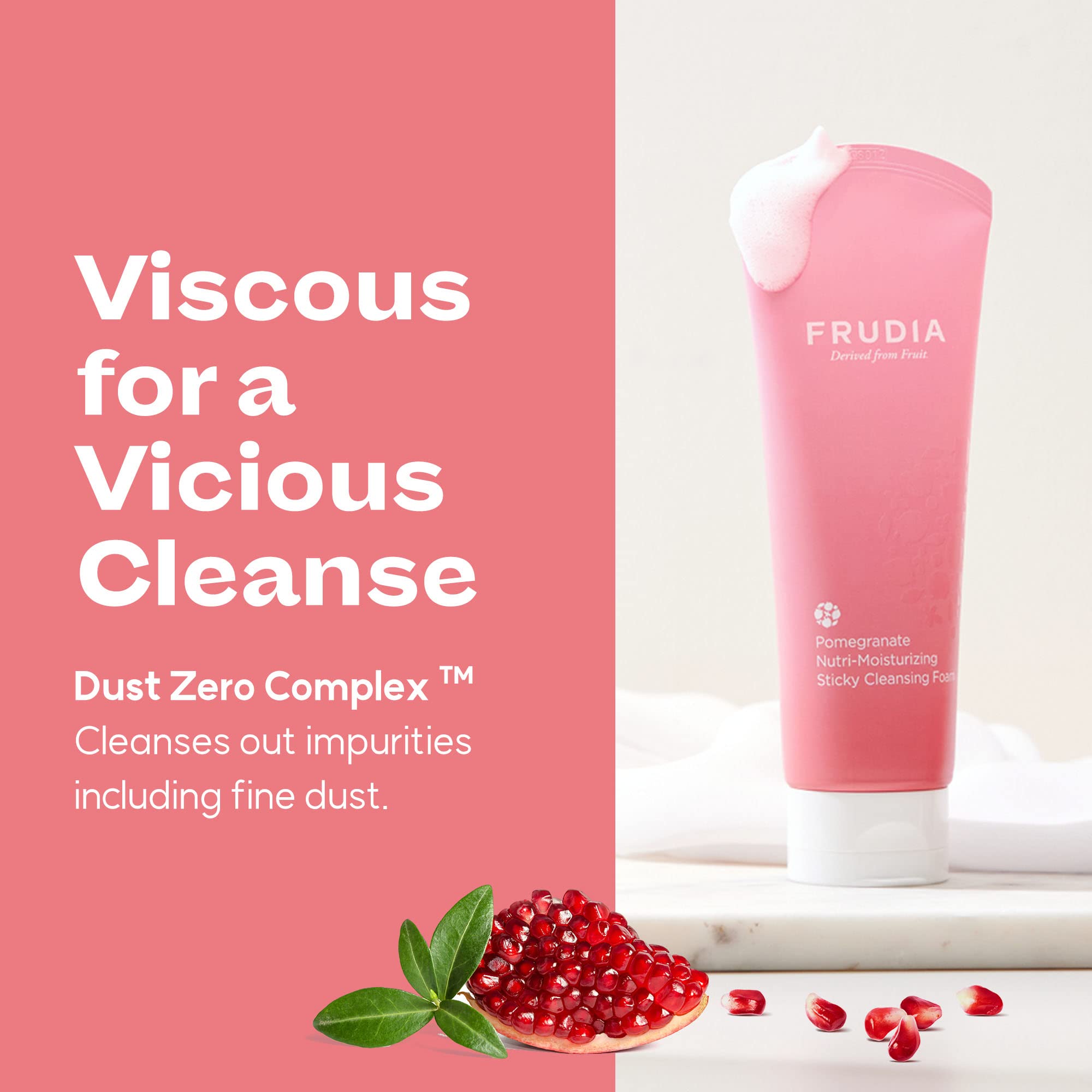 FRUDIA - Pomegranate Nutri-Moisturizing Sticky Cleansing Foam [145g] - Nourishing moisturizing cleansing foam with pomegranate [145g]