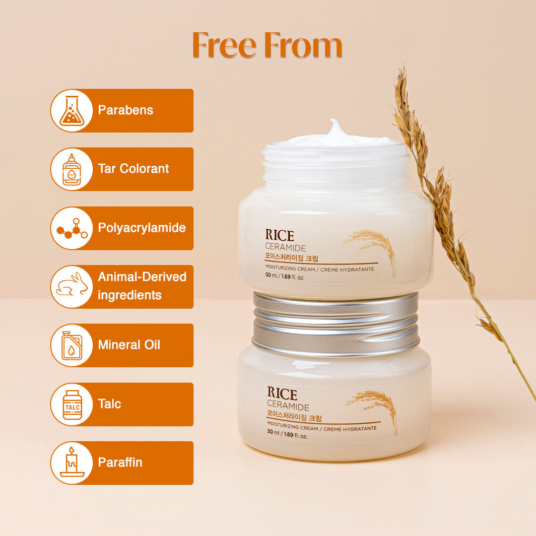 THE FACE SHOP - Rice &amp; Ceramide Moisturizing Cream [50ml] - Moisturizing cream with rice and ceramides [50ml]
