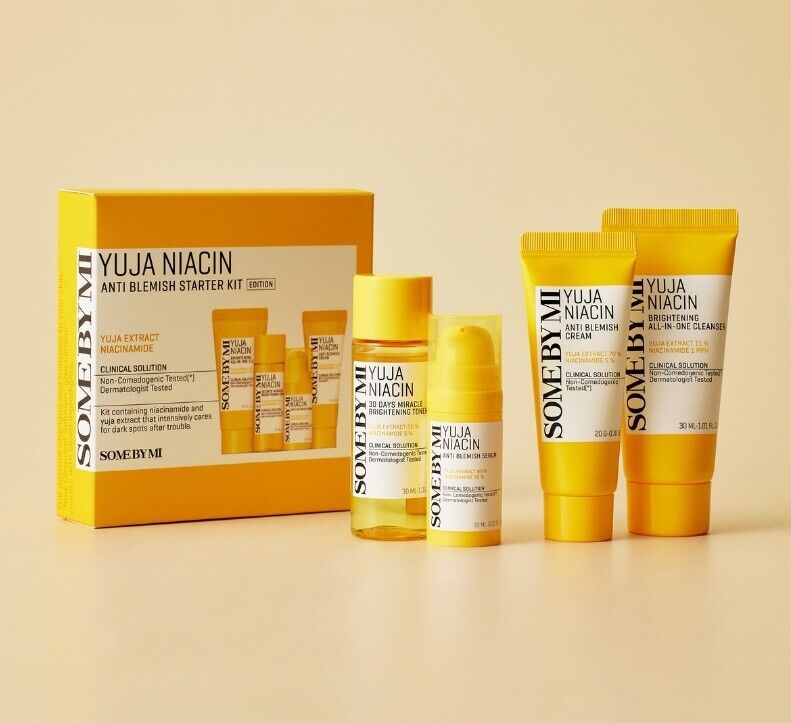 SOME BY MI - Anti-Blemish Starter Kit with Yuja and Niacinamide [Renewed Version - 4 Pieces]