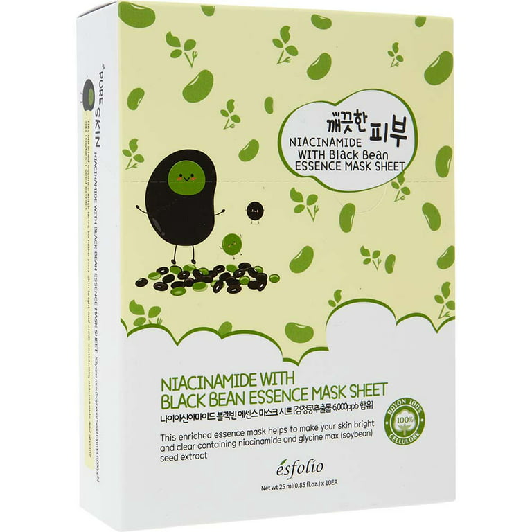 esfolio - Niacinamide With Black Bean Essence Mask Sheet Set [10 sheets] - esfolio - Niacinamide With Black Bean Essence Mask Sheet Set