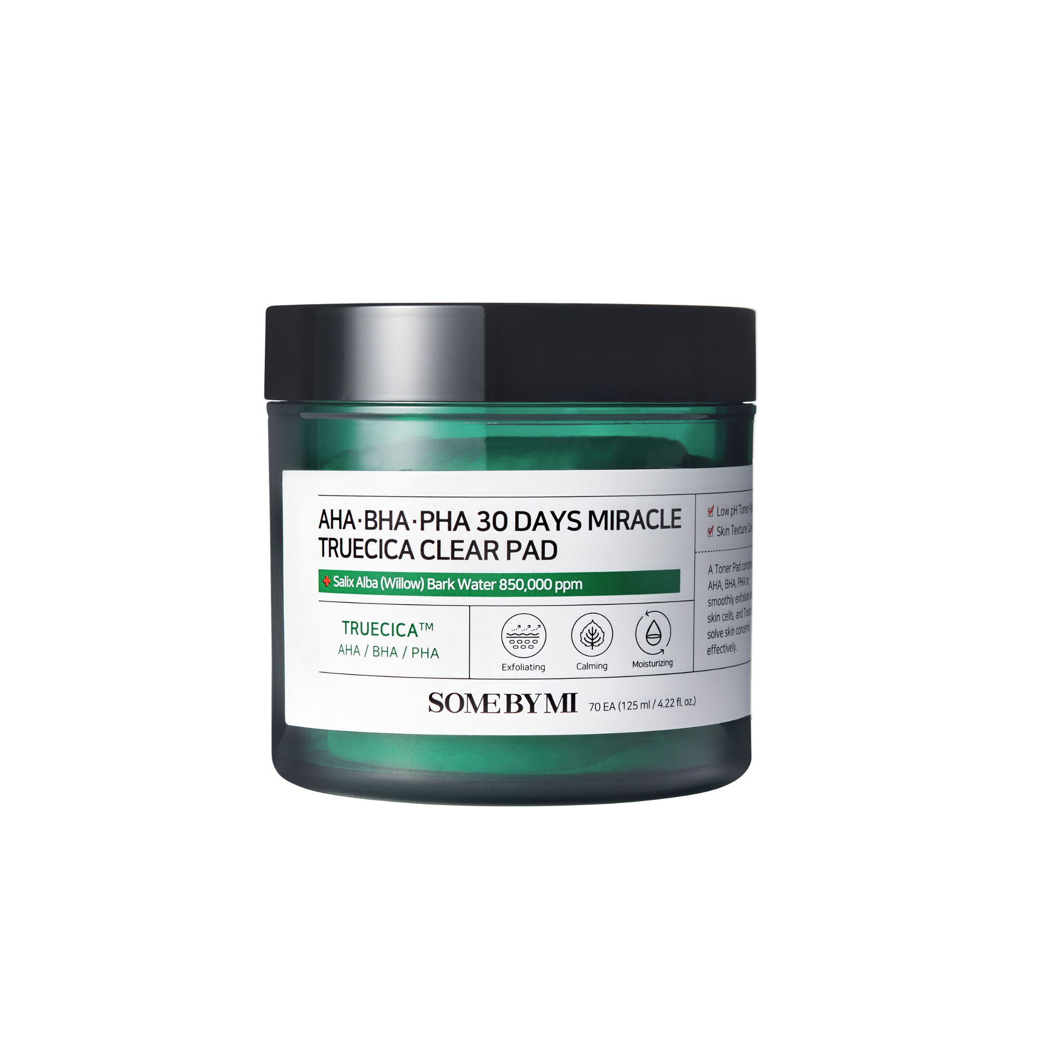 SOME BY MI - AHA, BHA, PHA 30 Days Miracle Truecica Clear Pad [70 pcs] - Cleansing pads with AHA, BHA, PHA and Truecica [70 pcs]