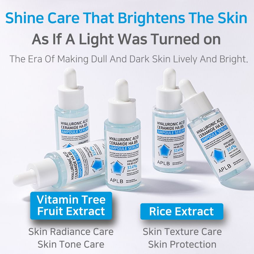 APLB - Hyaluronic Acid Ceramide HA B5 Ampoule Serum 40ml - Ampoule serum with hyaluronic acid, ceramides and vitamin B5 40ml