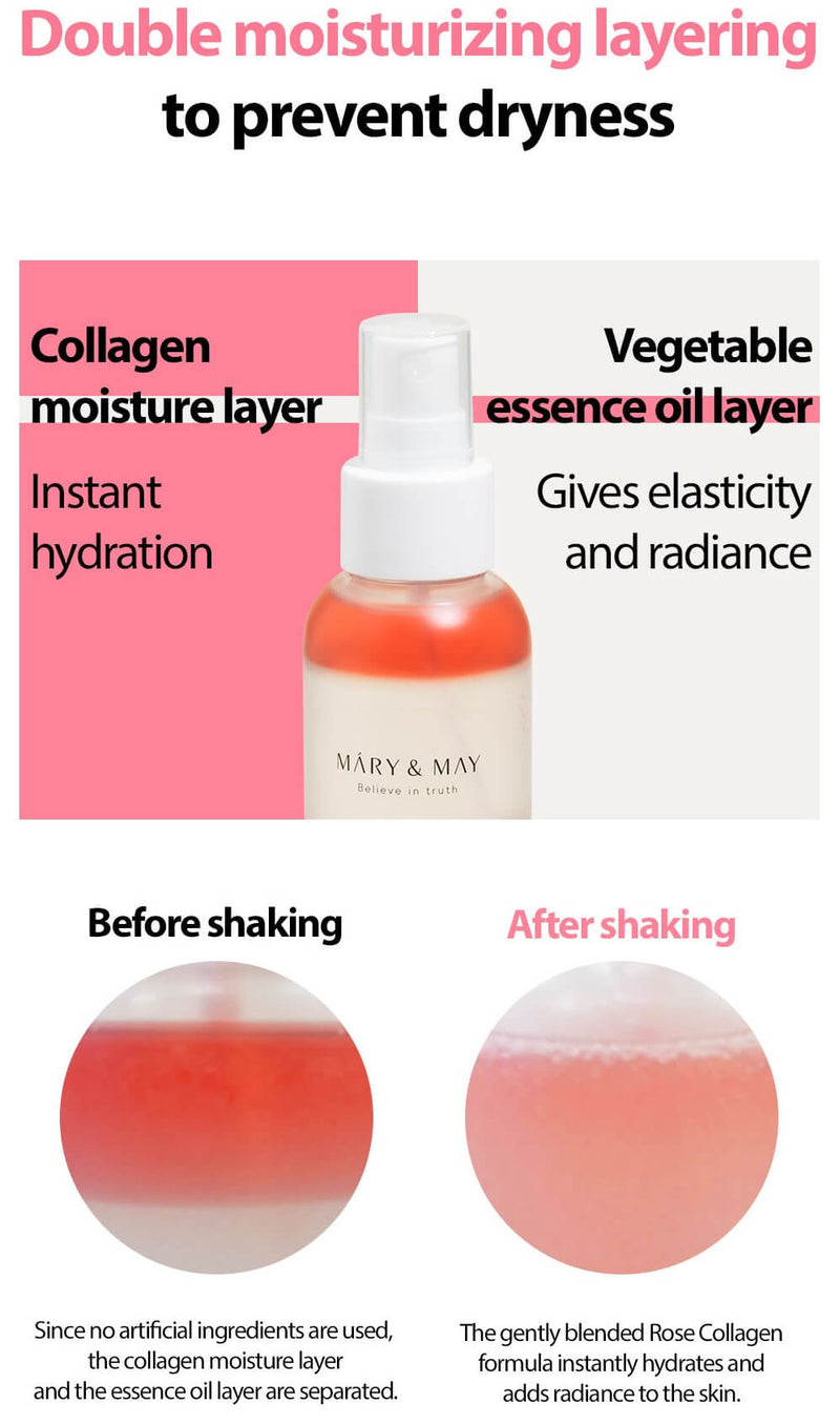 Mary&amp;May Rose Collagen Mist serum - moisturizing serum in spray with collagen 100ml