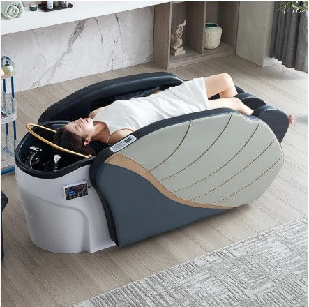 Moderní multifunkční SPA lehátko (head spa lehátko, head spa bed, shampoo bed) s keramickým mycím umyvadlem, LED osvětlením a funkcemi masáže, ohřevu a parní terapie. Oficiální záruka, servisní centrum v Praze, expresní opravy do 24 hodin. Mercuris