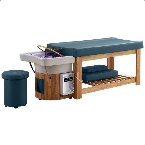 Moderní multifunkční SPA lehátko (head spa lehátko, head spa bed, shampoo bed) s keramickým mycím umyvadlem, LED osvětlením a funkcemi masáže, ohřevu a parní terapie. Oficiální záruka, servisní centrum v Praze, expresní opravy do 24 hodin. Mercuris