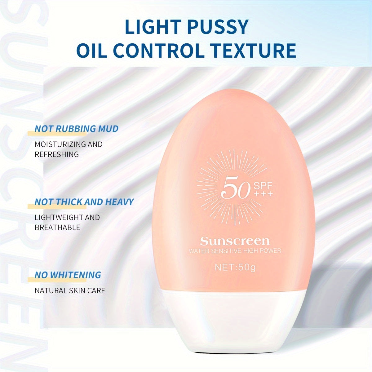 Sunscreen lotion 50g, SPF 50, UV protection, waterproof, refreshing and non-greasy, portable and easy to carry