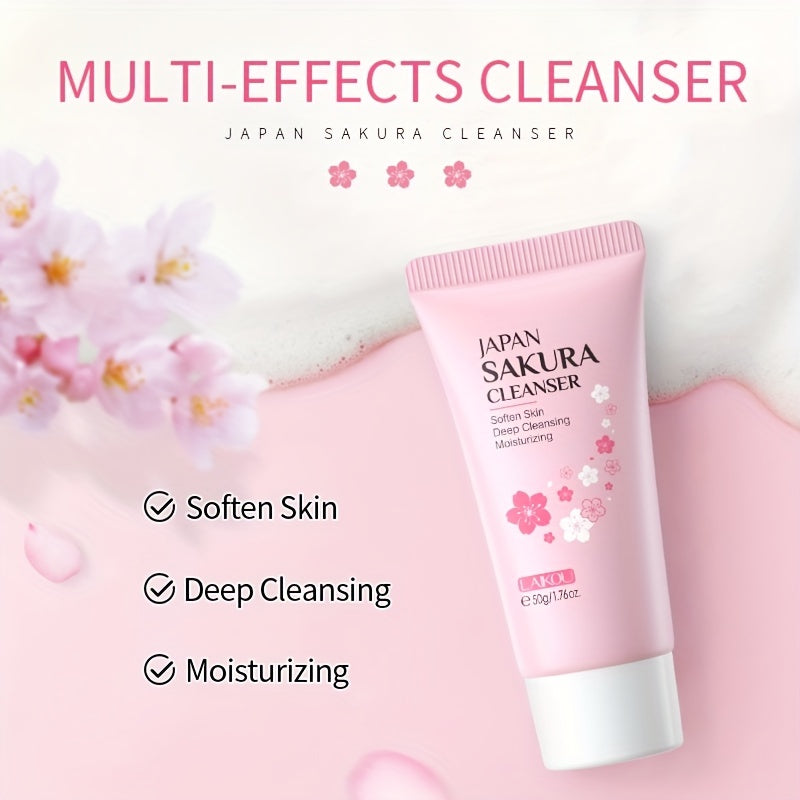 LAIKOU Japan Sakura Foaming Cleansing Gel 50g, Cherry Blossom Facial Wash Gel, Oil Control, Improve Tired Skin, Moisturizing Skin Care