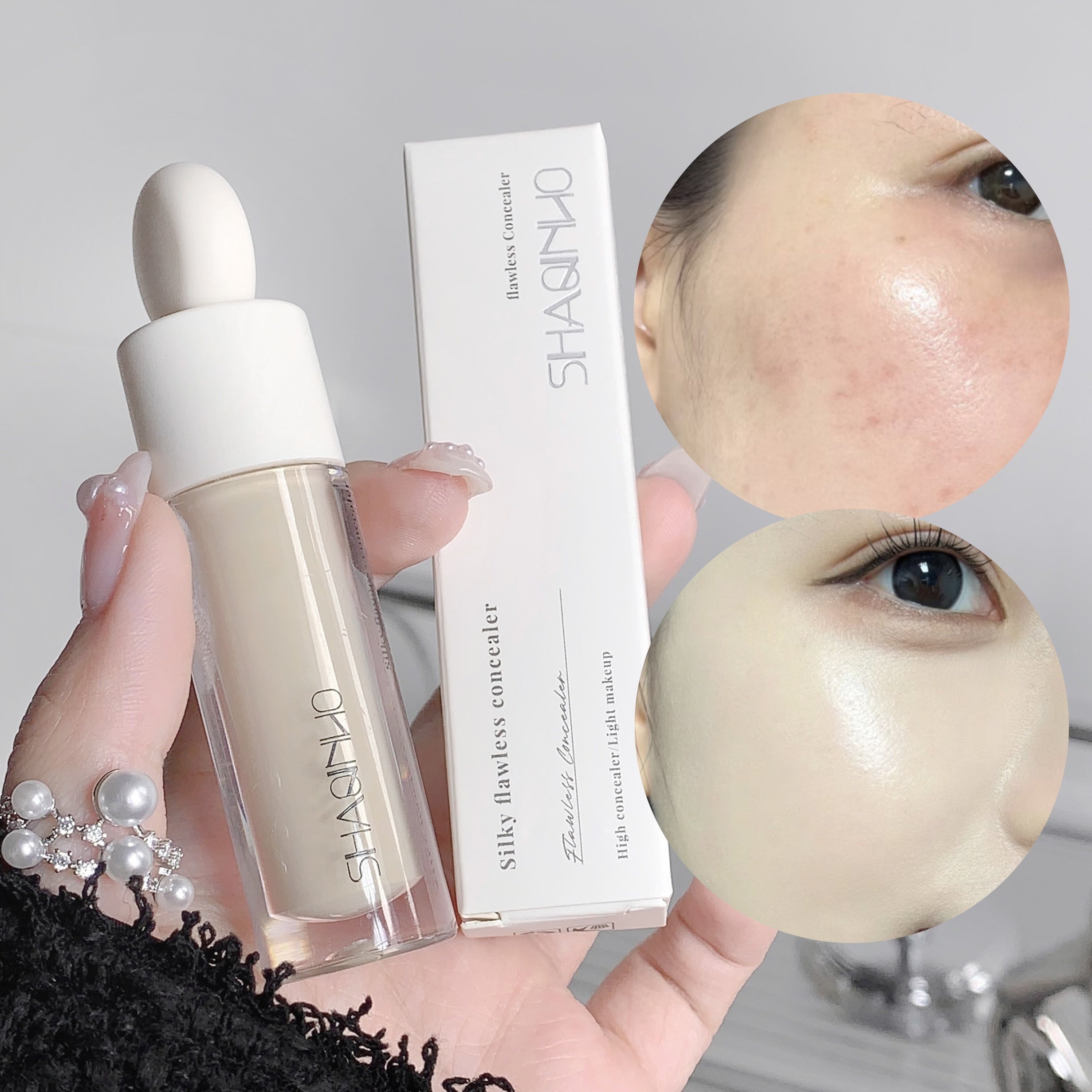 Silky, non-creasing face concealer - High coverage of blemishes, acne, dark circles, tear troughs, freckles - Smooth makeup hold, sweat and water resistant