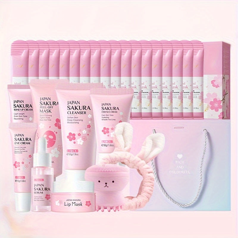 10pcs Japanese Sakura Skin Care Set for All Skin Types - Day and Night Care - Deep Cleansing, Hydration, Nourishment, Firming, Hydration, Pore Narrowing, Suitable for Travel - Ideal Gift for Mother's Day, Valentine's Day and Thanksgiving