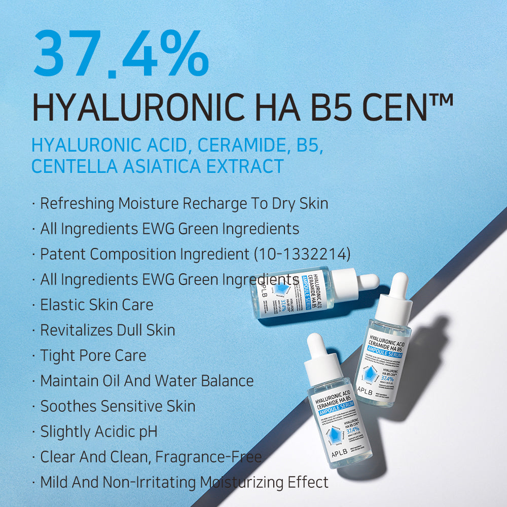 APLB - Hyaluronic Acid Ceramide HA B5 Ampoule Serum 40ml - Ampoule serum with hyaluronic acid, ceramides and vitamin B5 40ml