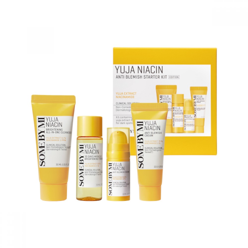 SOME BY MI - Anti-Blemish Starter Kit with Yuja and Niacinamide [Renewed Version - 4 Pieces]